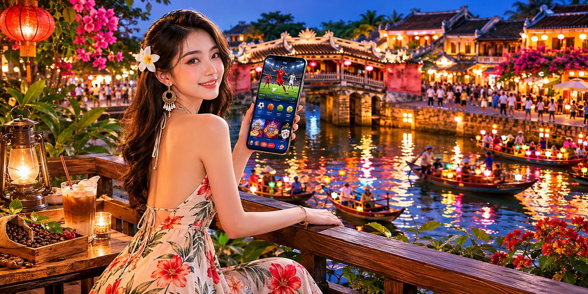 Người dùng tại Hội An thưởng thức cà phê và đặt cược thể thao qua điện thoại